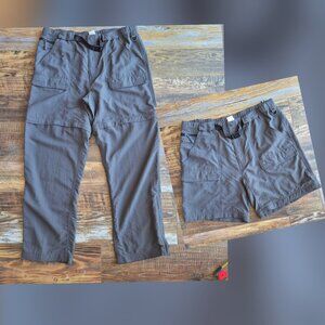 The North Face Convertible Hiking Pants Cargo Pocket Belted Nylon Grey